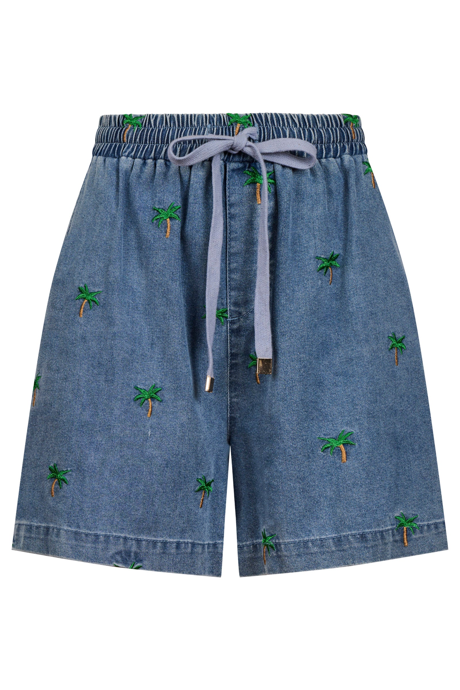 Mauritius Embroidered Denim Short - Blue