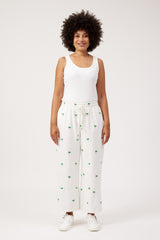 Mauritius Embroidered Denim Pant - White