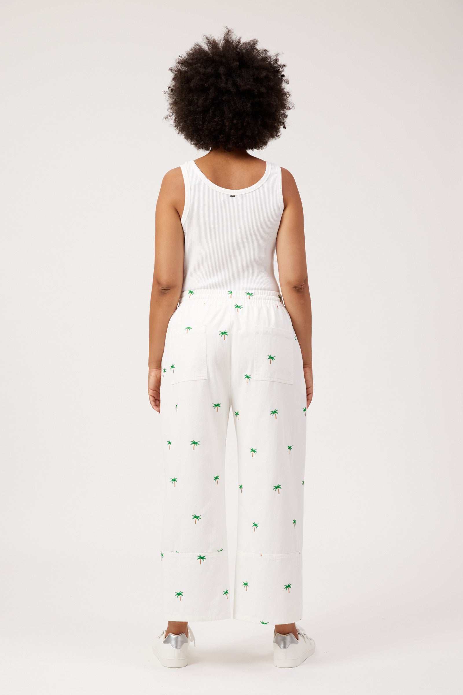 Mauritius Embroidered Denim Pant - White