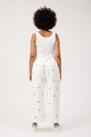 Mauritius Embroidered Denim Pant - White