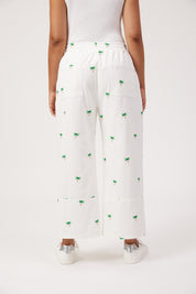 Mauritius Embroidered Denim Pant - White