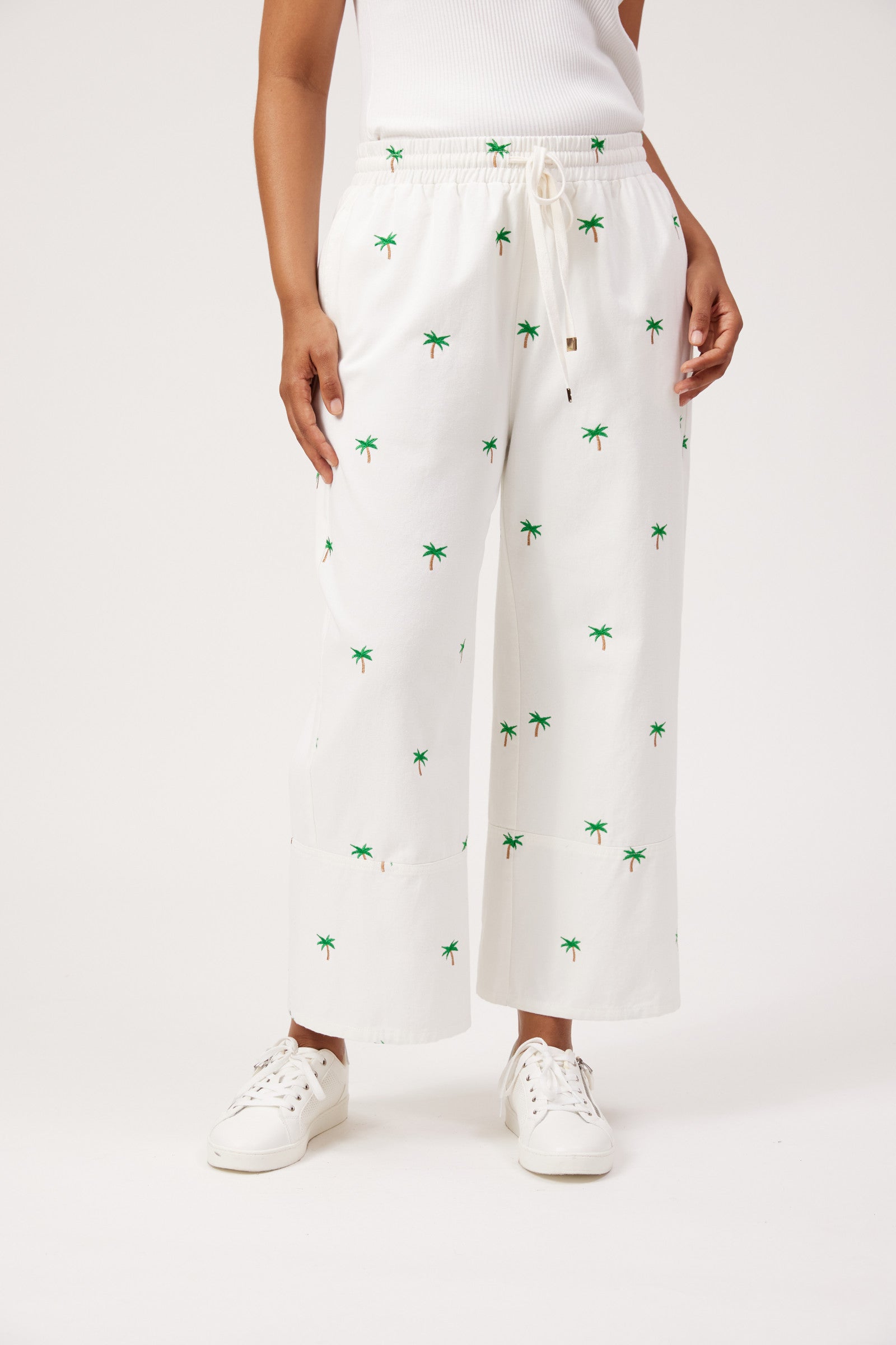 Mauritius Embroidered Denim Pant - White