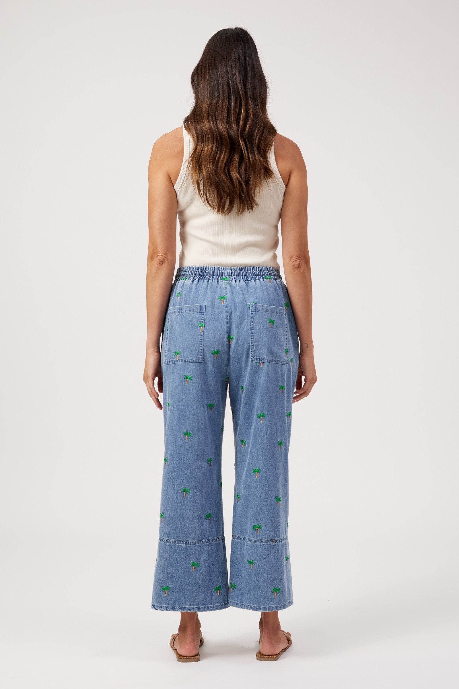 Mauritius Embroidered Denim Pant - Blue