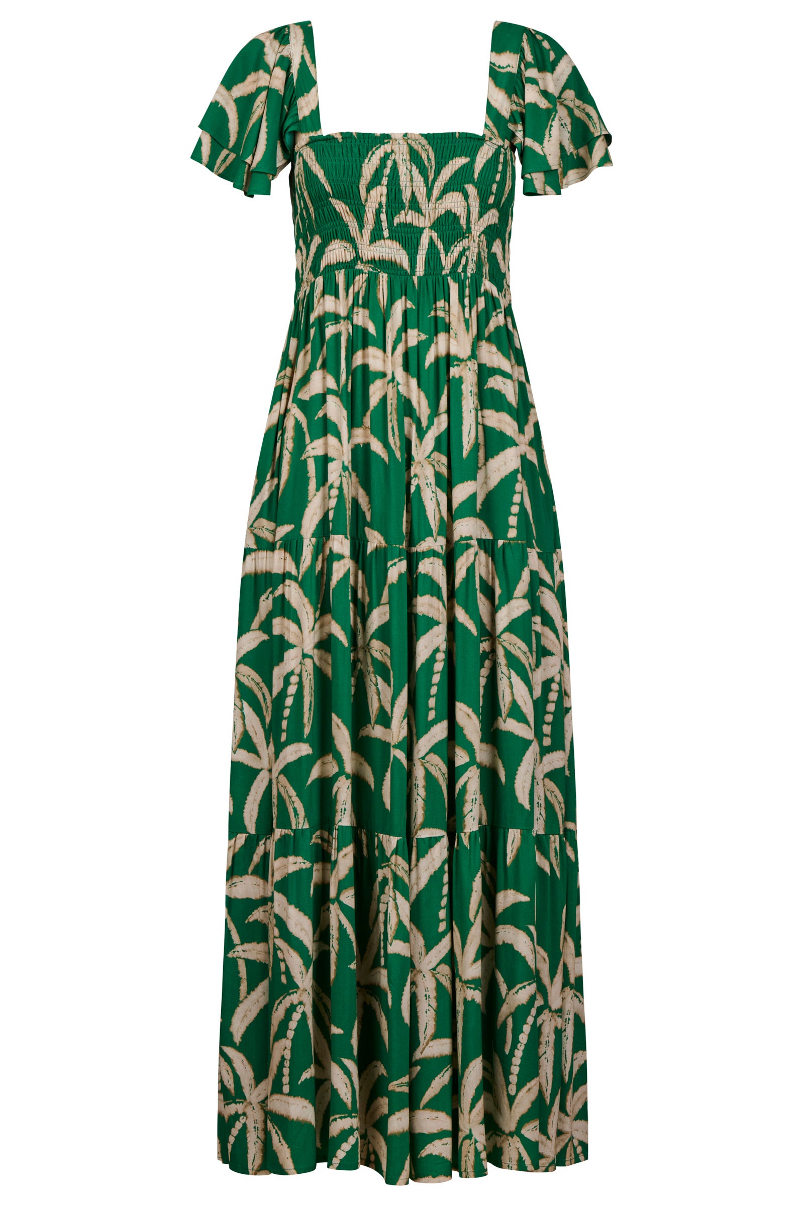 Congo Shirred Maxi Dress - Palm