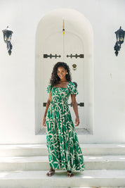 Congo Shirred Maxi Dress - Palm