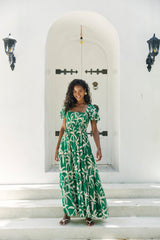 Congo Shirred Maxi Dress - Palm