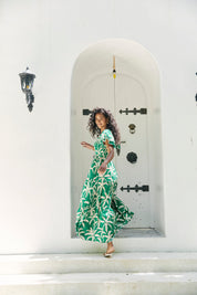 Congo Shirred Maxi Dress - Palm