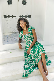 Congo Shirred Maxi Dress - Palm