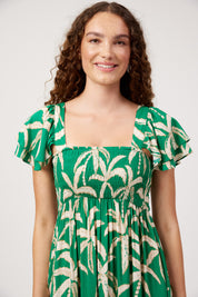 Congo Shirred Maxi Dress - Palm
