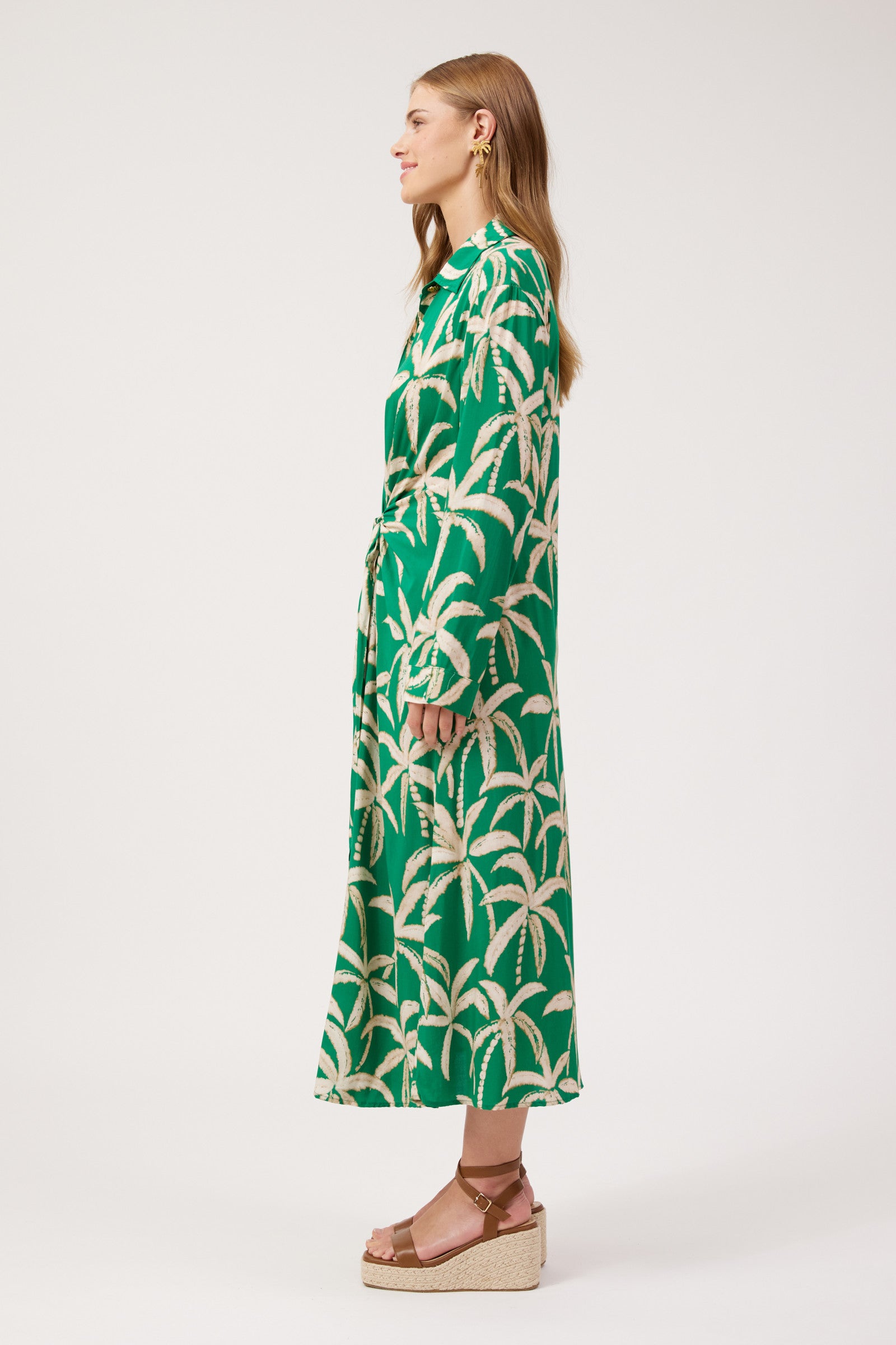 Congo Midi Shirt Dress - Palm