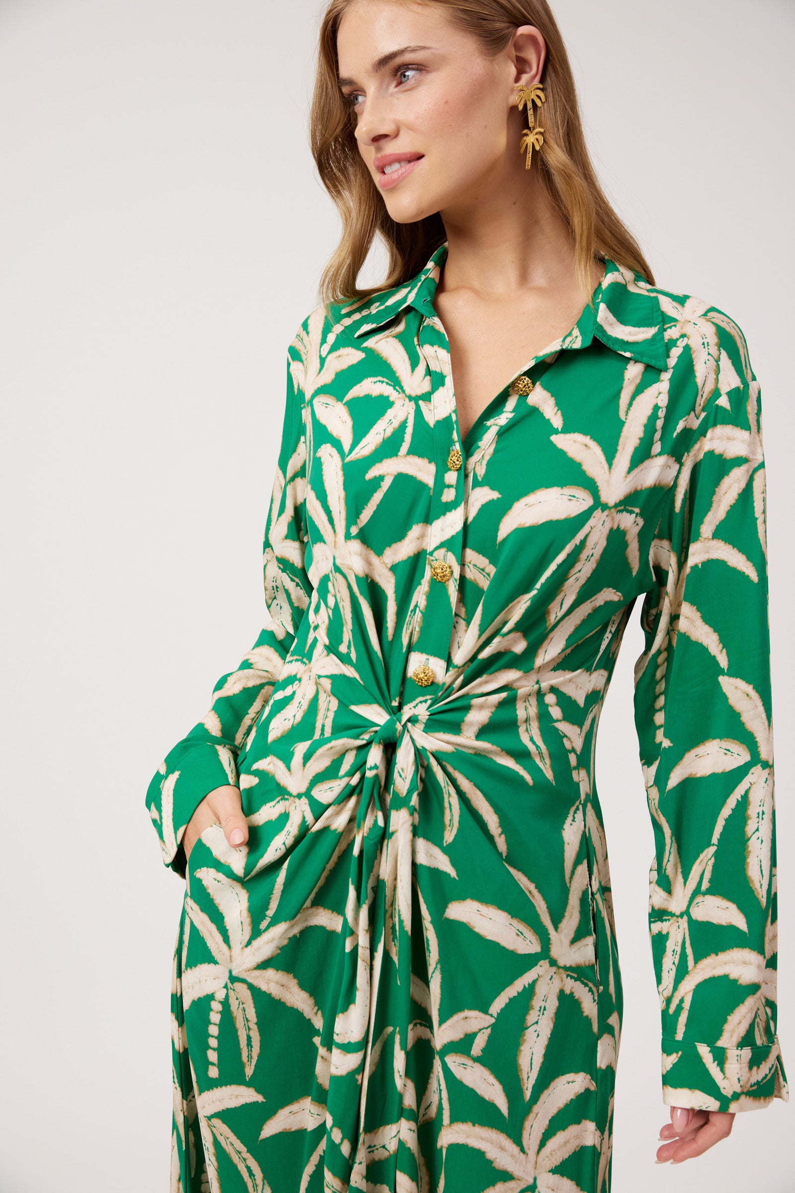 Congo Midi Shirt Dress - Palm