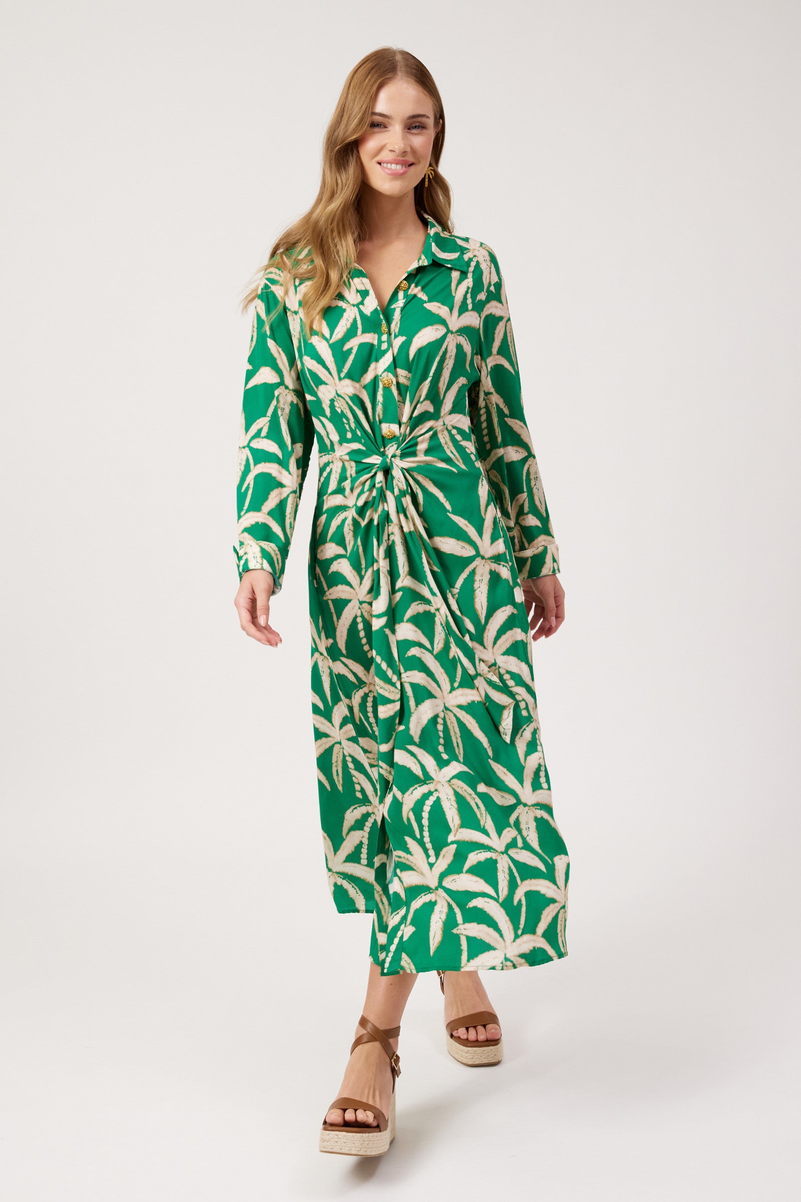 Congo Midi Shirt Dress - Palm