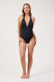 Congo Halter Neck One Piece Swimsuit - Black