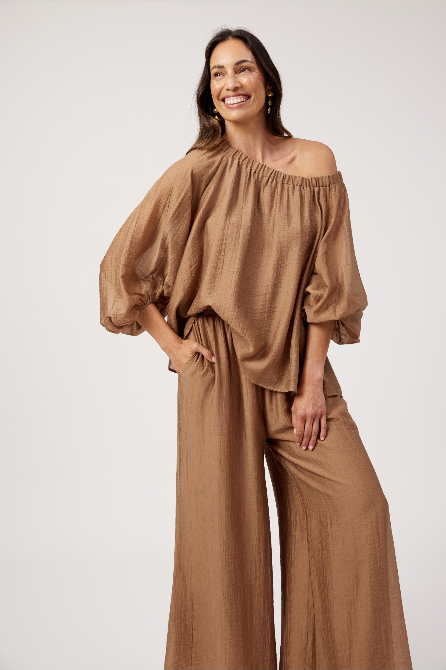 Kenya Off Shoulder Top - Wheat