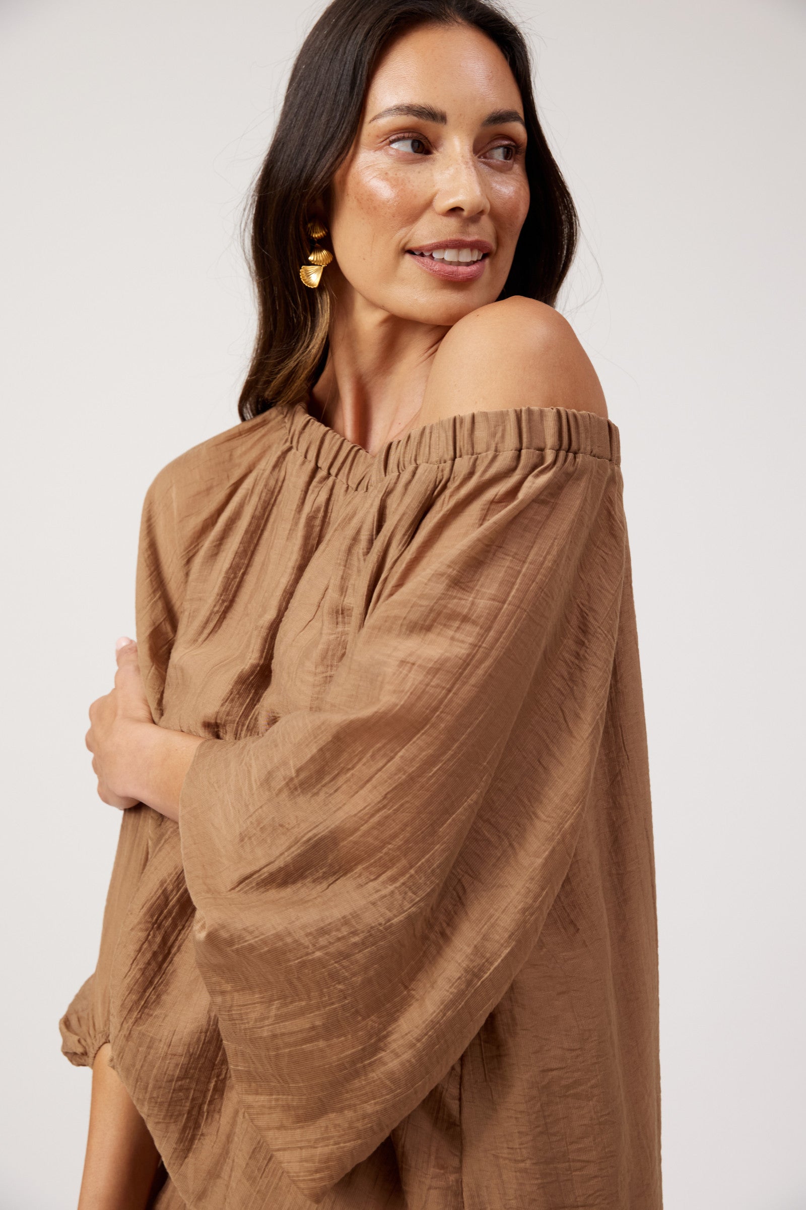 Kenya Off Shoulder Top - Wheat
