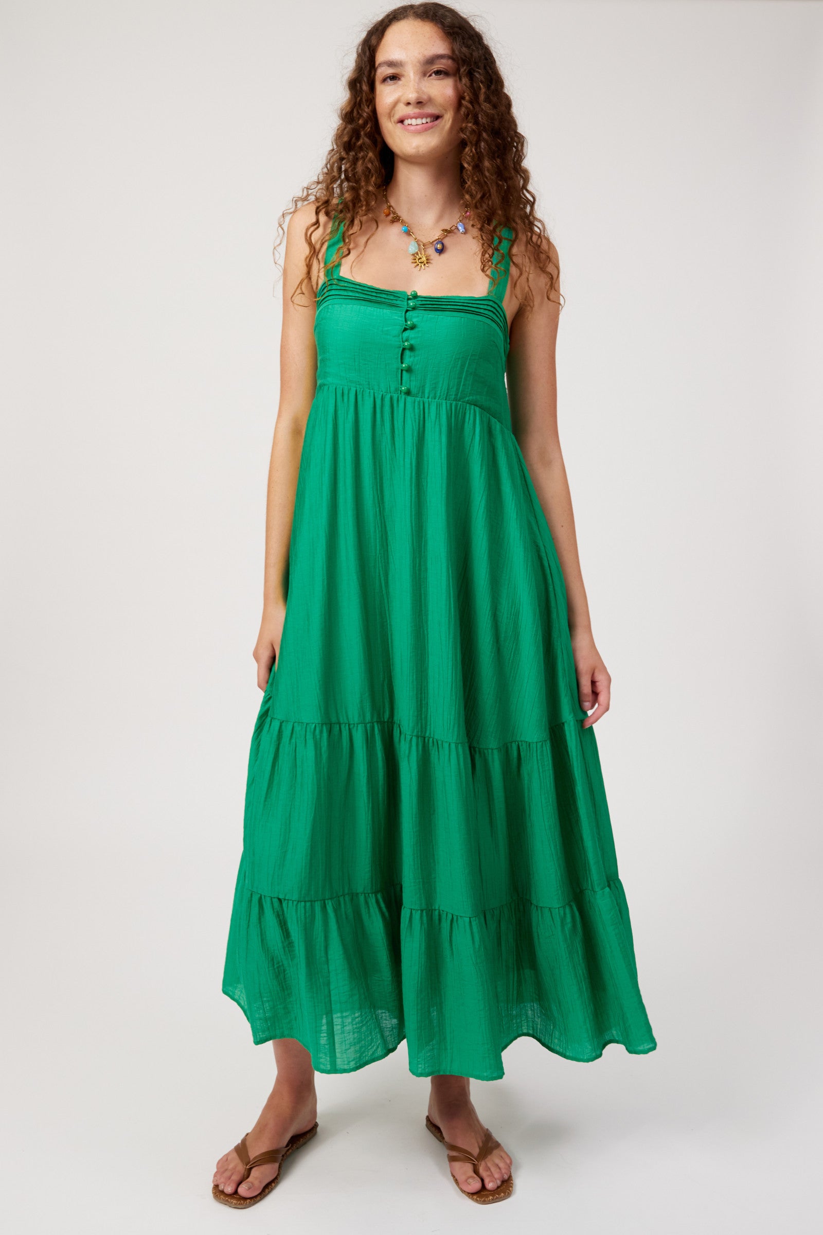 Kenya Tiered Maxi Dress - Green