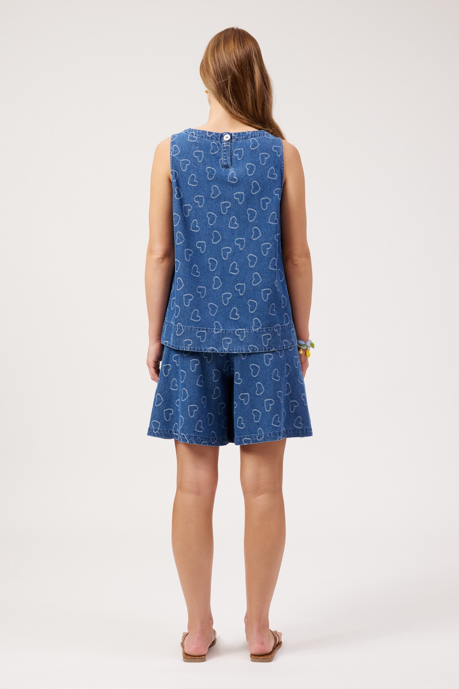 Sicily Heart Denim Tank - Indigo