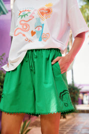 Larissa Broderie Short - Green