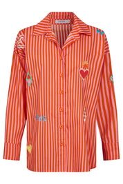 Mykonos Embroidered Stripe Shirt - Pink