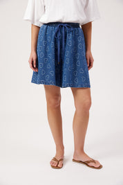 Sicily Heart Denim Short - Indigo