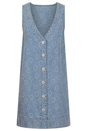 Sicily Heart Denim Dress - Sky