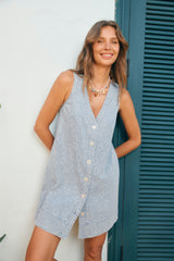 Sicily Heart Denim Dress - Sky