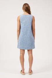 Sicily Heart Denim Dress - Sky