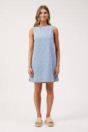 Sicily Heart Denim Dress - Sky