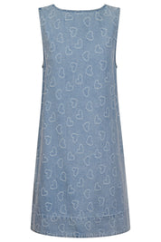 Sicily Heart Denim Dress - Sky