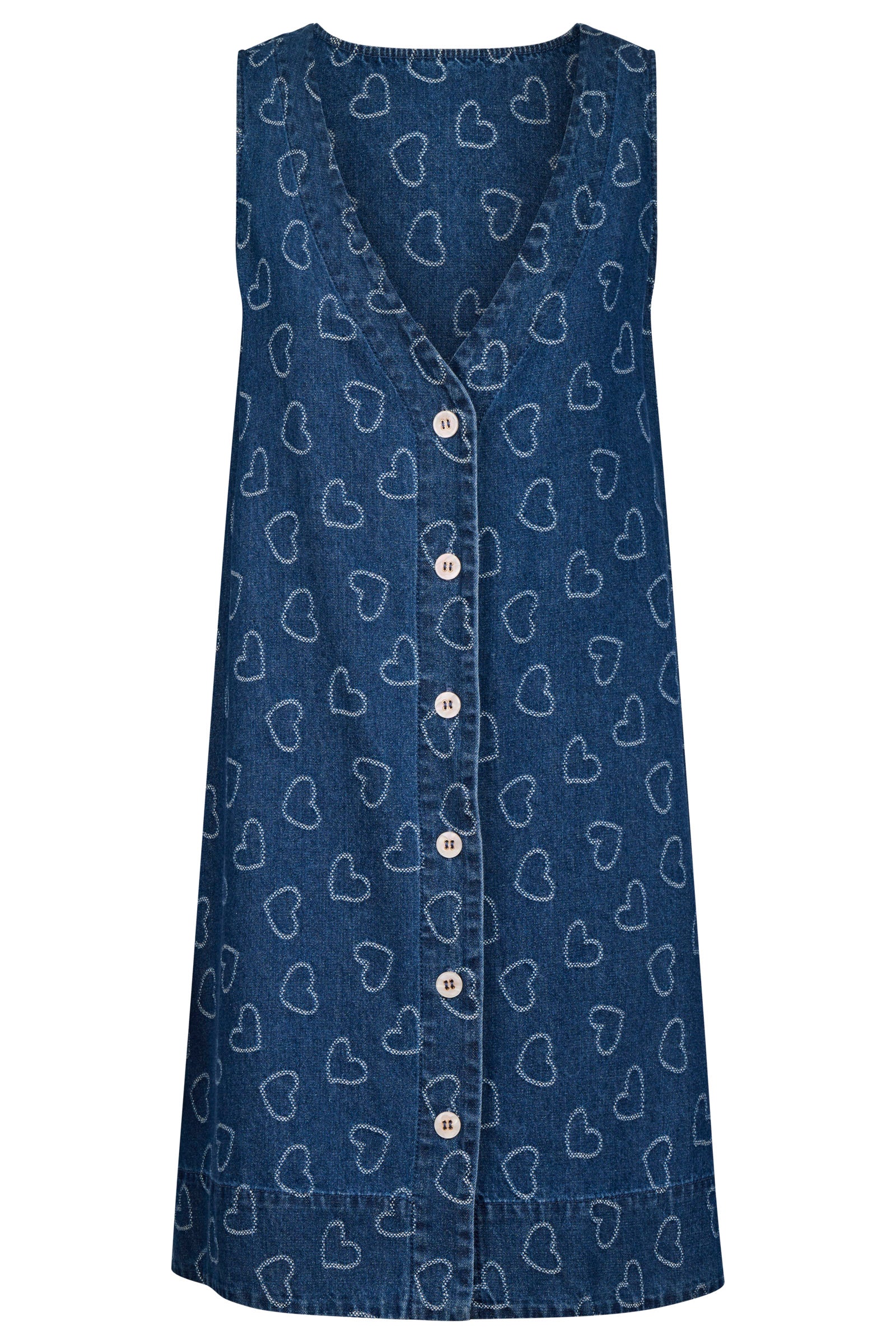 Sicily Heart Denim Dress - Indigo
