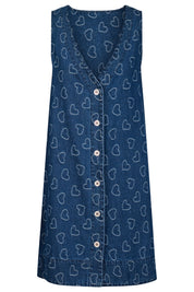 Sicily Heart Denim Dress - Indigo