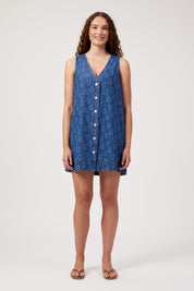 Sicily Heart Denim Dress - Indigo