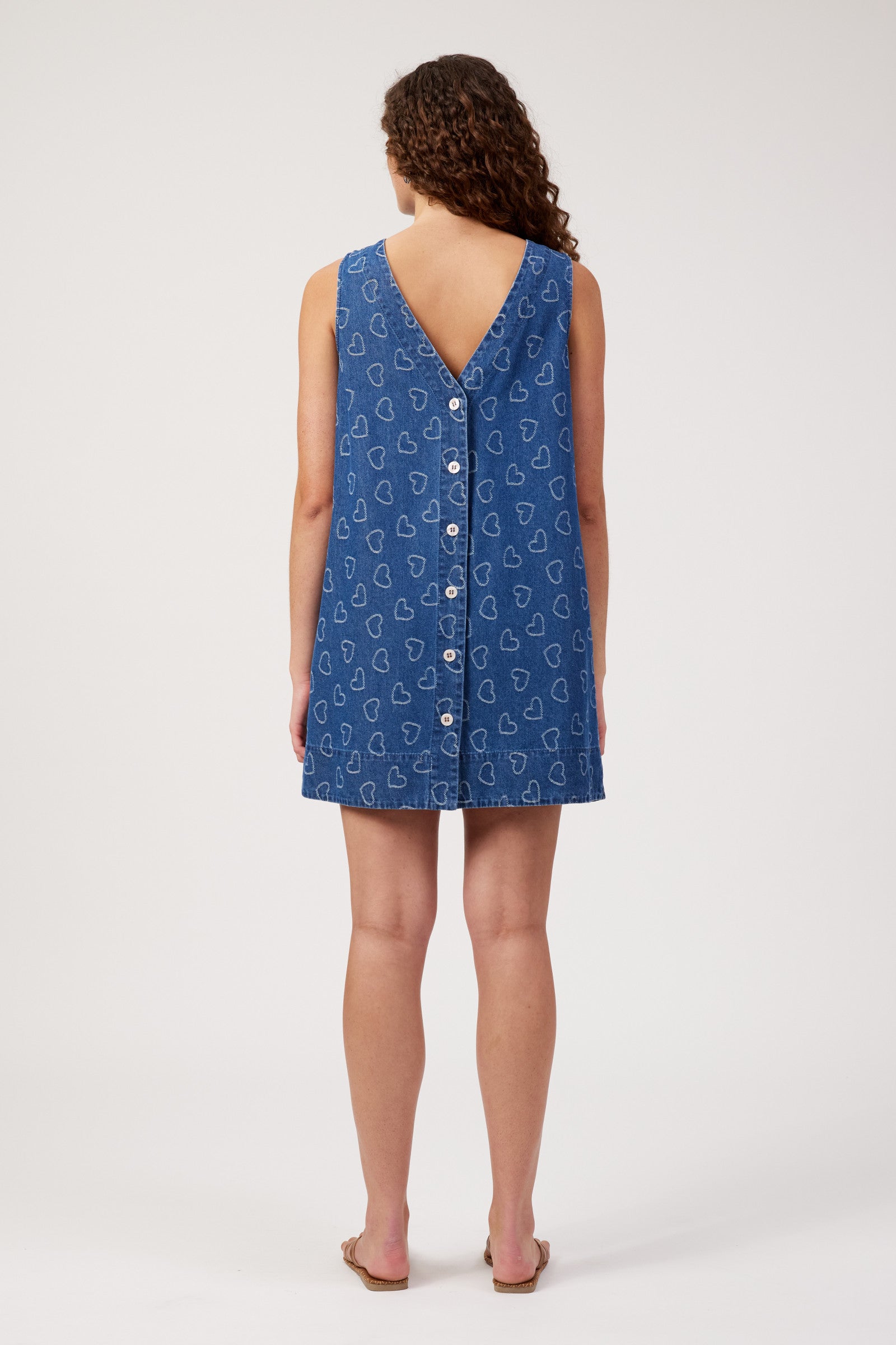 Sicily Heart Denim Dress - Indigo