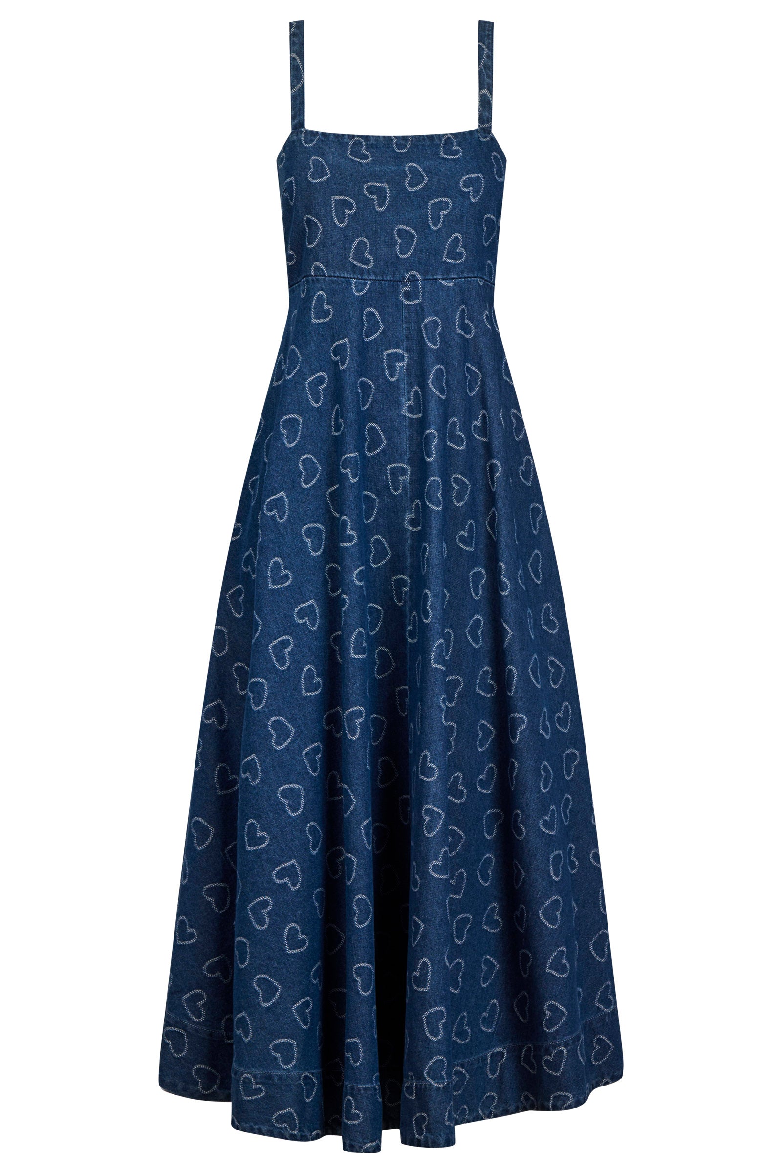 Sicily Heart Denim Tank Maxi - Indigo