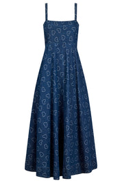 Sicily Heart Denim Tank Maxi - Indigo