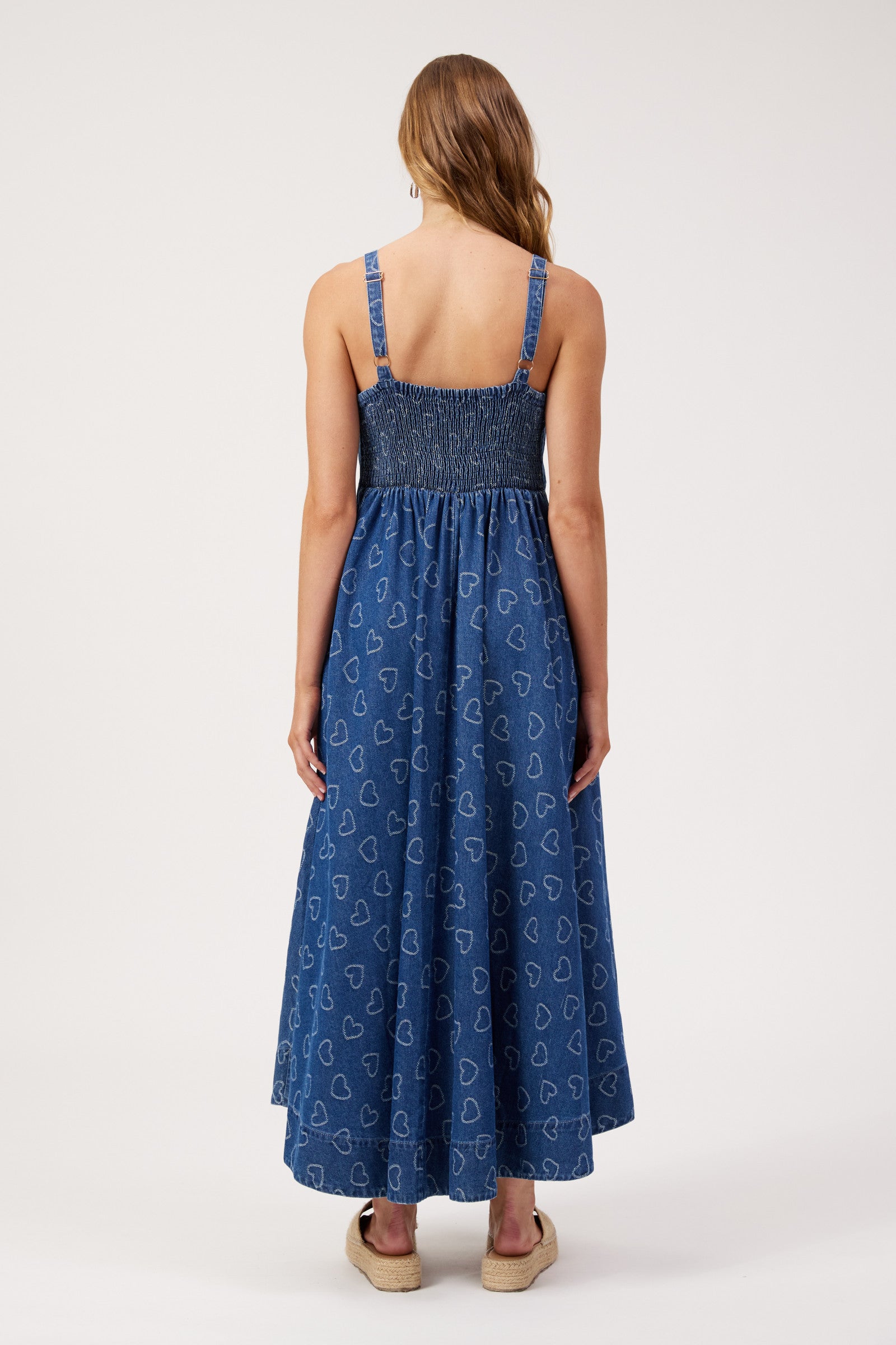 Sicily Heart Denim Tank Maxi - Indigo