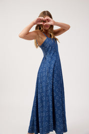 Sicily Heart Denim Tank Maxi - Indigo