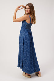 Sicily Heart Denim Tank Maxi - Indigo