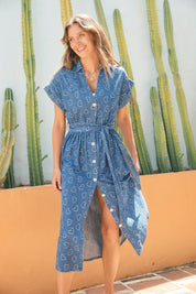 Sicily Heart Denim Shirt Dress - Indigo