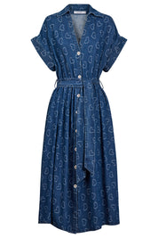 Sicily Heart Denim Shirt Dress - Indigo