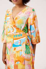 Mykonos Wrap Midi Dress - Mati