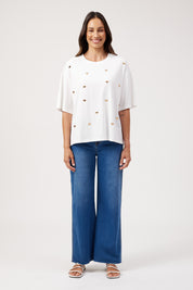 Elba Heart Embellished Tshirt - White