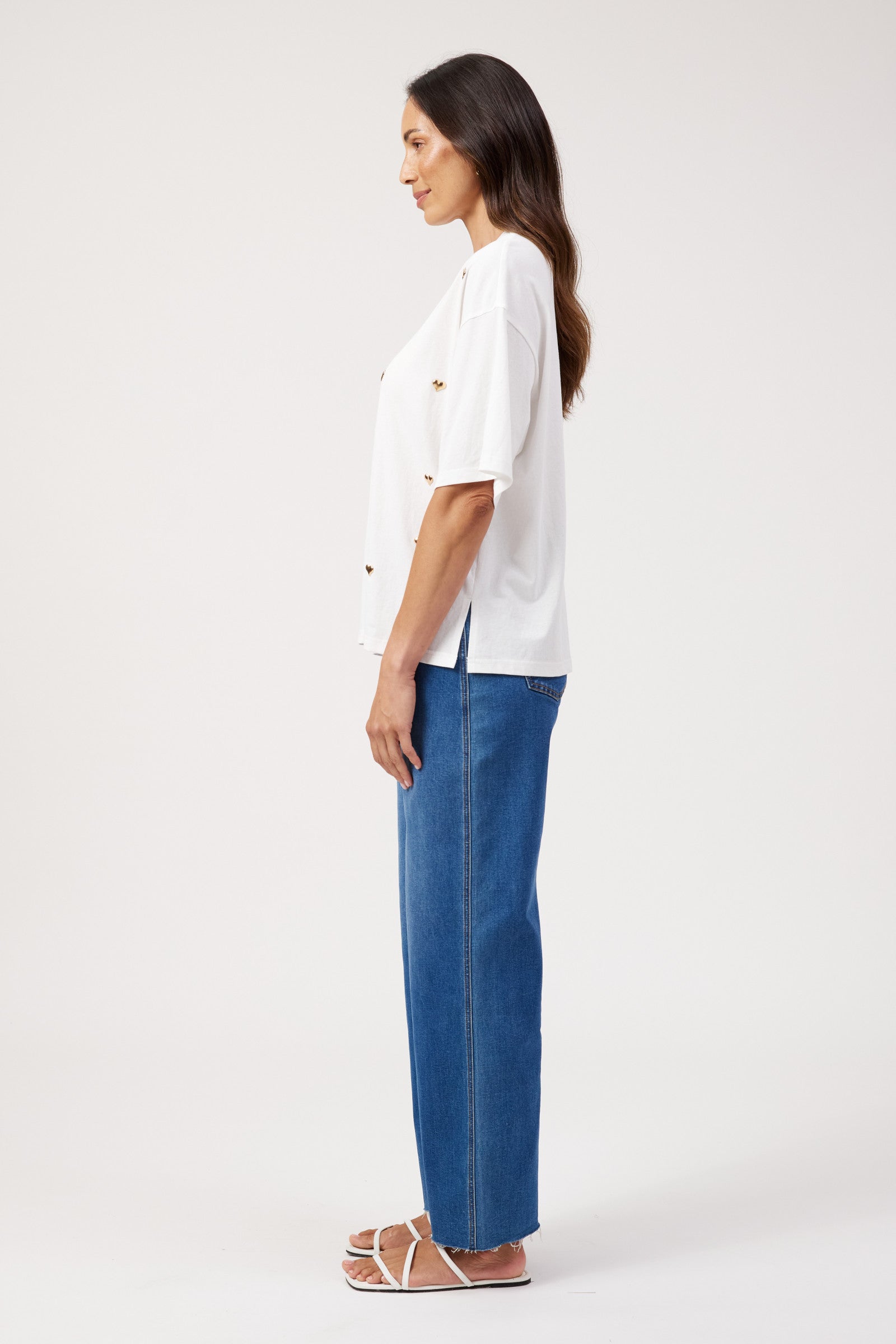 Elba Heart Embellished Tshirt - White