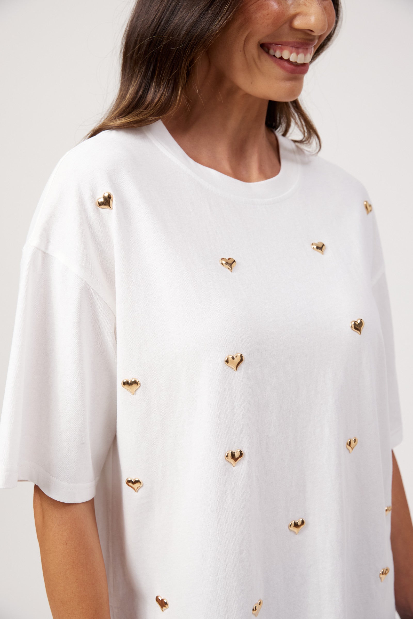 Elba Heart Embellished Tshirt - White