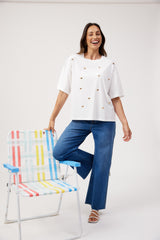 Elba Heart Embellished Tshirt - White