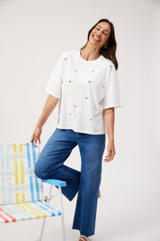Elba Heart Embellished Tshirt - White