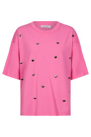 Elba Heart Embellished Tshirt - Pink