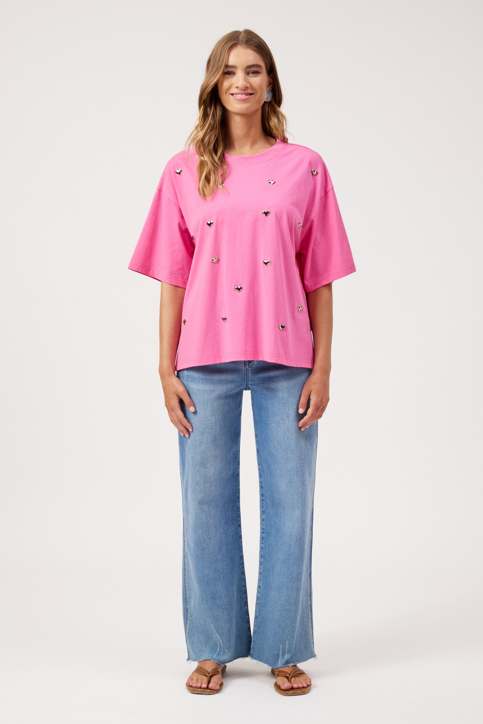 Elba Heart Embellished Tshirt - Pink