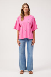 Elba Heart Embellished Tshirt - Pink