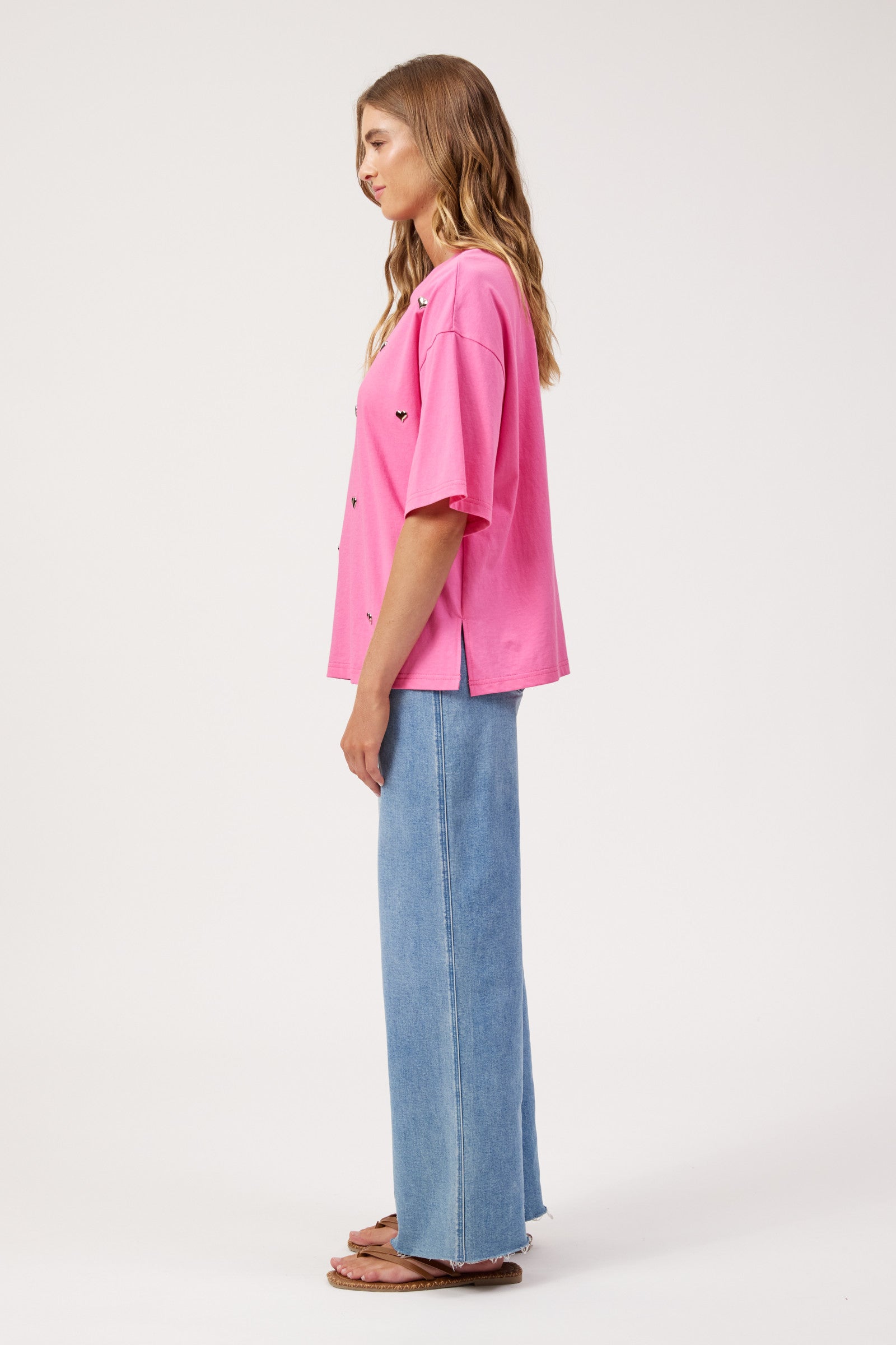 Elba Heart Embellished Tshirt - Pink